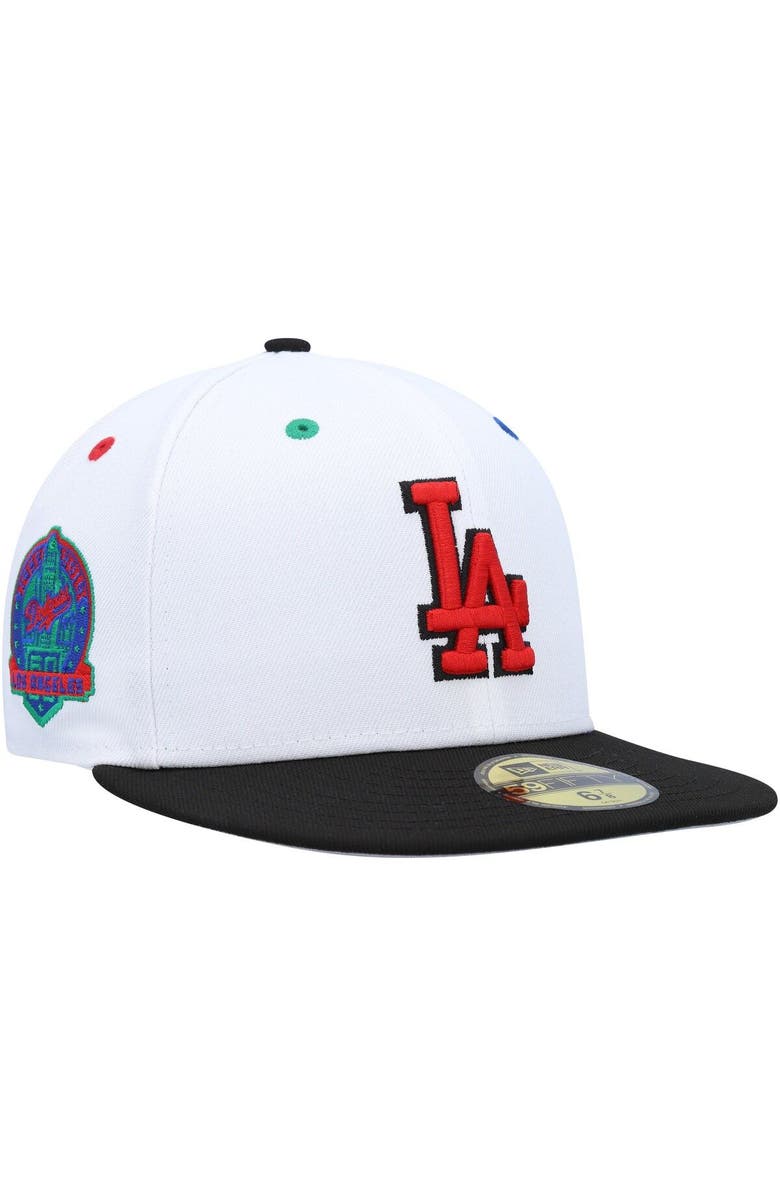 New Era Men's New Era White/Black Los Angeles Dodgers 60th Anniversary Primary Eye 59FIFTY Fitted Hat, Main, color, White