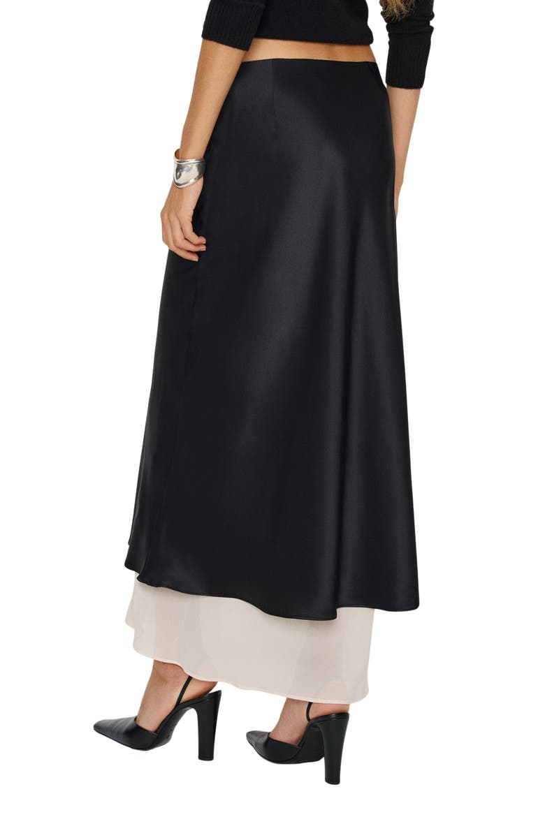 Marcia Layered Silk Maxi Skirt, Alternate, color, BLACK