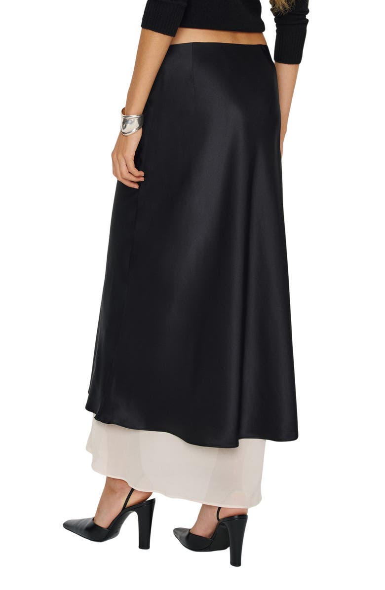 Reformation Marcia Layered Silk Maxi Skirt, Alternate, color, Black