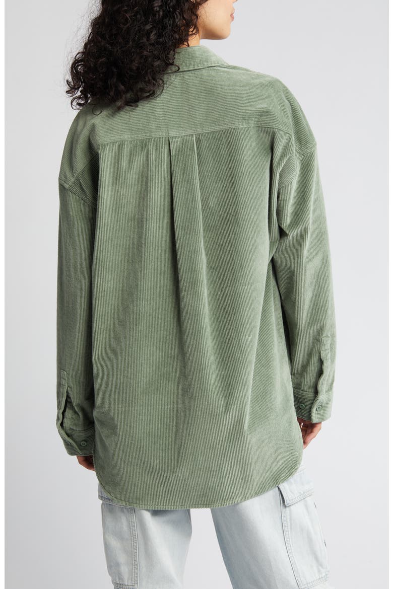 Corduroy Button-Up Shirt, Alternate, color, GREEN DUNE