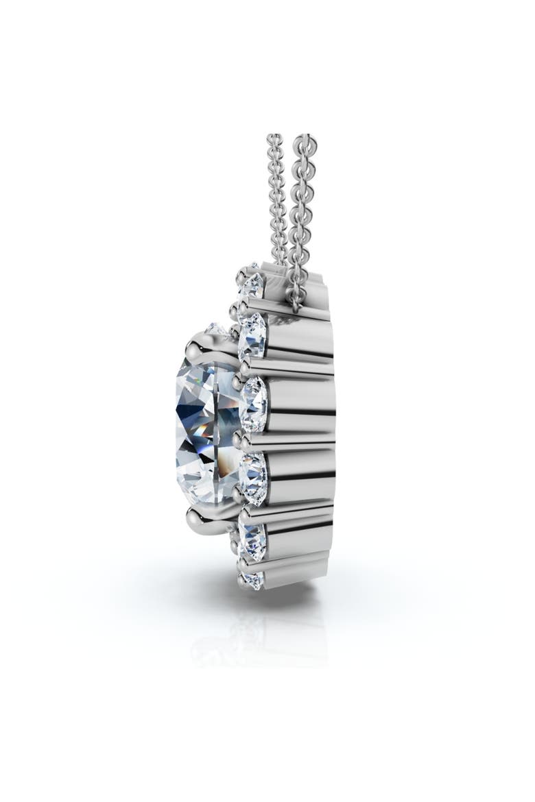 Certified 3 1/2Ct Halo Diamond Pendant Lab Grown 14k Gold Women's Necklace, Alternate, color, White Gold