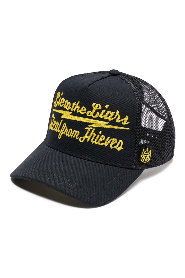 Mesh Back Trucker Baseball Cap, Alternate, color, BLACK / YELLOW