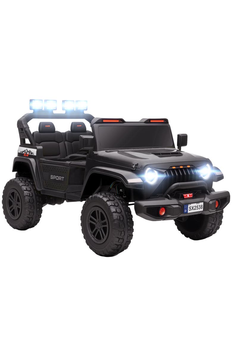 Qaba 2-Seater Kids Electric Truck, 4 Motors, 5 MPH, Remote, Suspension, Main, color, Black