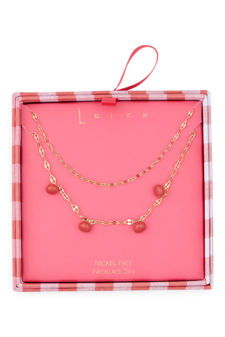 Two Row Tomato Layered Necklace, Main, color, RED MULTI- GOLD