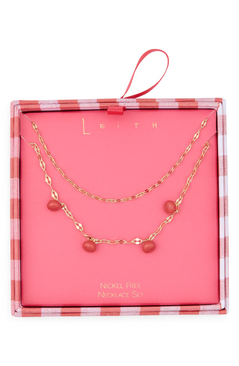 Leith Two Row Tomato Layered Necklace, Main, color, Red Multi- Gold