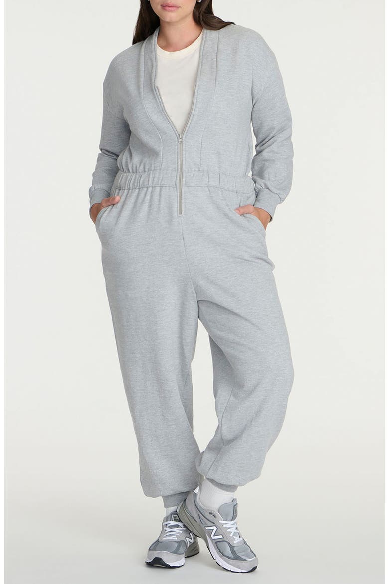 Front Zip Knit Jumpsuit, Main, color, HEATHER GREY