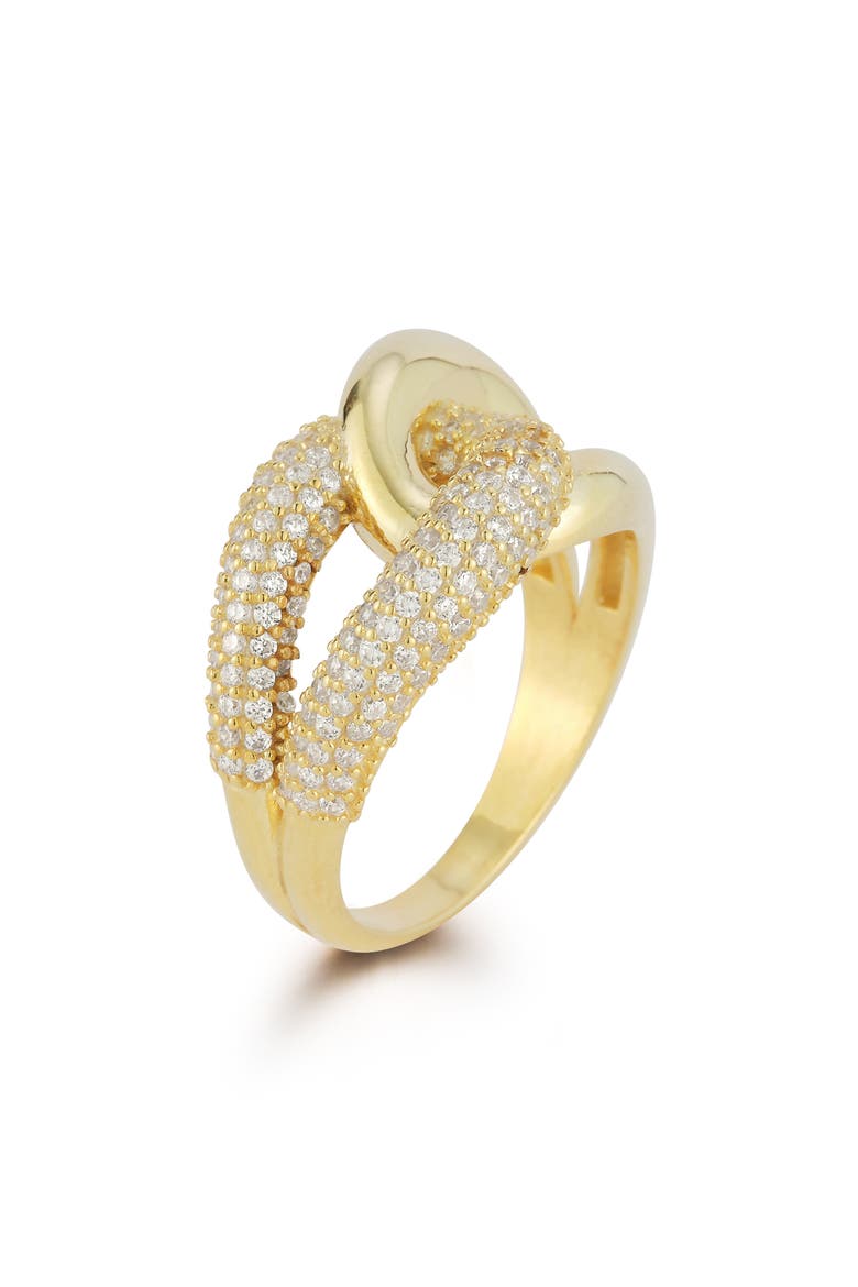 Bold Knot Pavé Cubic Zirconia Ring, Alternate, color, GOLD