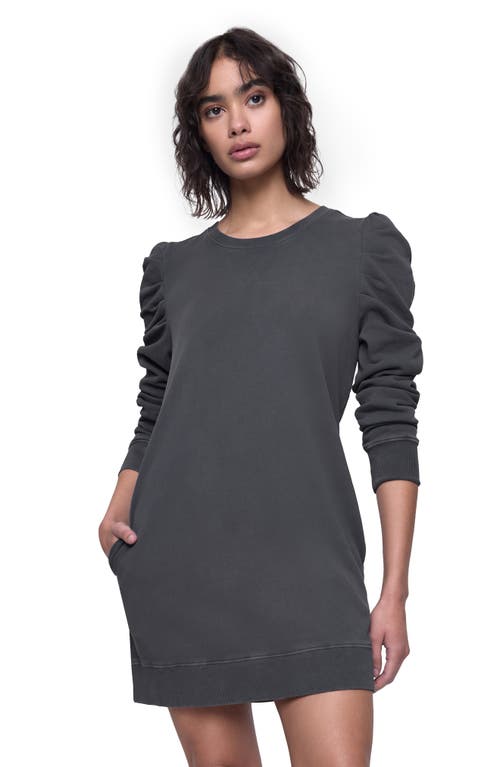 Rebecca Minkoff Janine Ruched Sleeve Sweatshirt Minidress In Slate Dark Grey