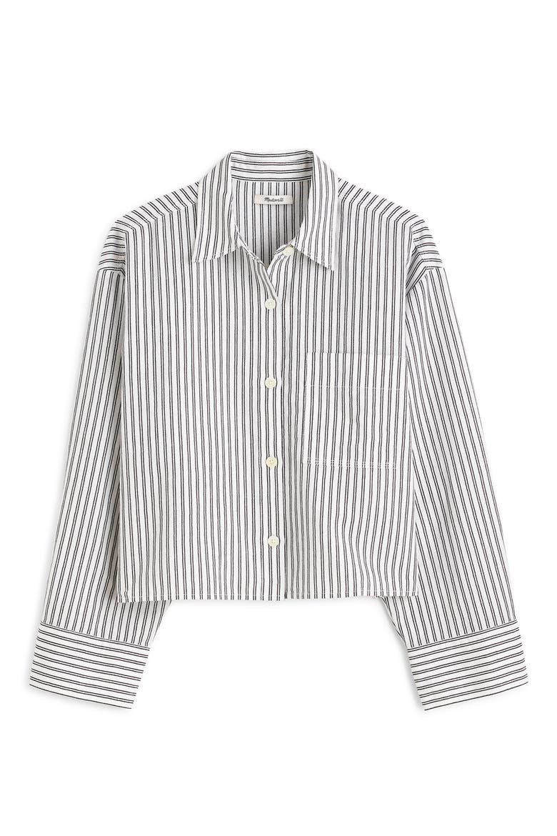 Straight Hem Linen & Cotton Button-Up Shirt, Alternate, color, WHITE