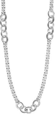 LAGOS Signature Caviar 5-Ring Station Chain Necklace