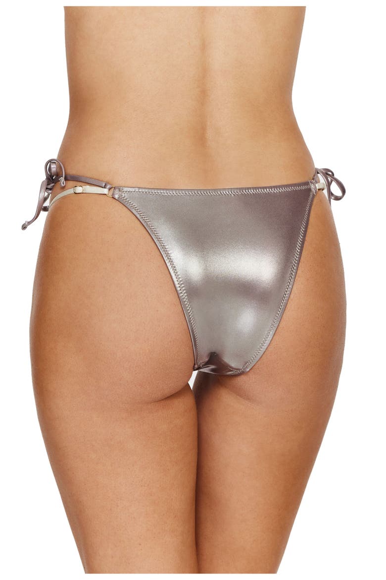 Moonlight Layered Side Tie Bikini Bottom, Alternate, color, Grey-Natural