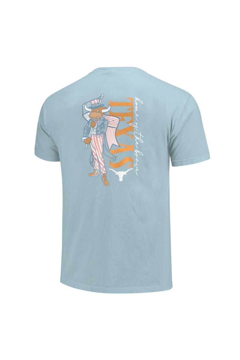 Women's Light Blue Texas Longhorns Americana Mascot Comfort Colors T-Shirt, Alternate, color, Light Blue
