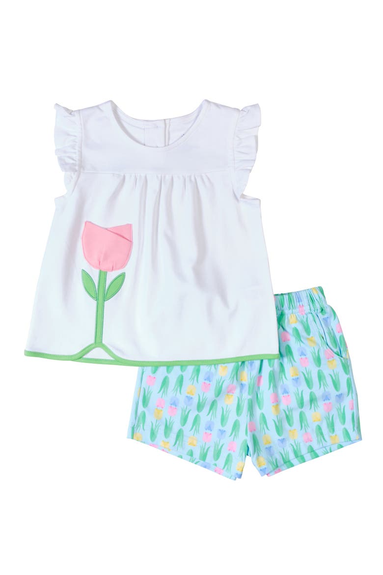 Printed Knit Tulip Short Set, Main, color, Multi