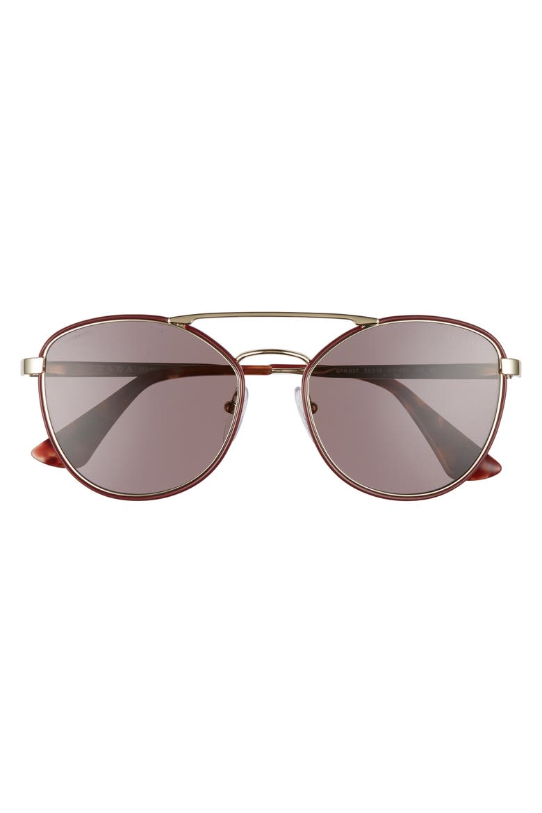 55mm Metal Aviator Sunglasses, Alternate, color, BORDEAUX