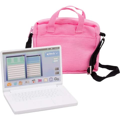 Metal Computer Laptop w Carrying Bag Made for 18" Dolls - Durable Metal Construction w Detailed Display
