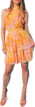 FLYING TOMATO Floral Halter Minidress