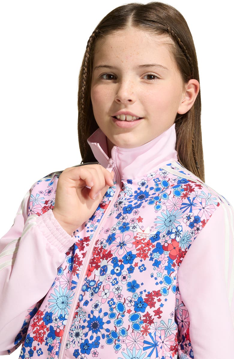 adidas Kids' Floral Print Track Jacket, Alternate, color, Clear Pink