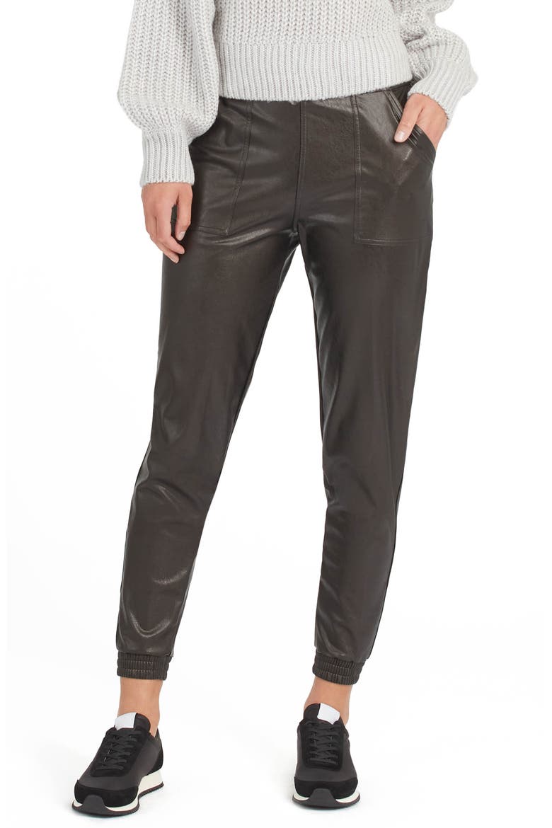 Faux Leather Jogger Pants, Main, color, NOIR BLACK