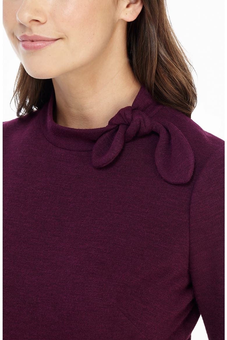 Valentina Bow Detail Long Sleeve Fit & Flare Sweater Dress, Alternate, color, BLACK CURRANT