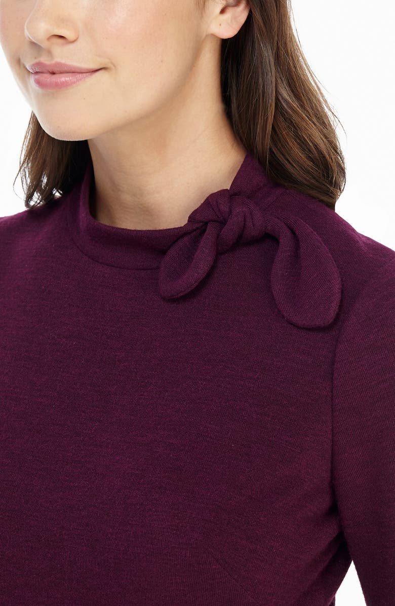 Gal Meets Glam Collection Valentina Bow Detail Long Sleeve Fit & Flare Sweater Dress, Alternate, color, 