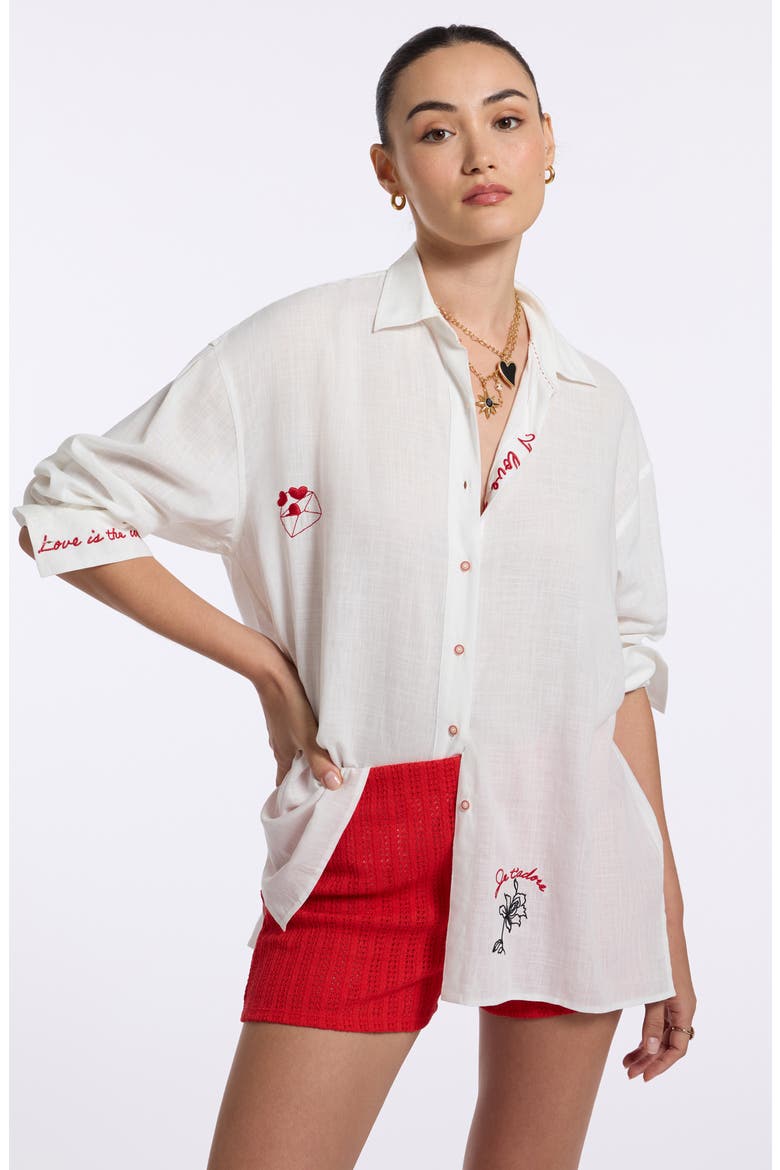 Lola Long Sleeve Woven Shirt, Alternate, color, WHITE