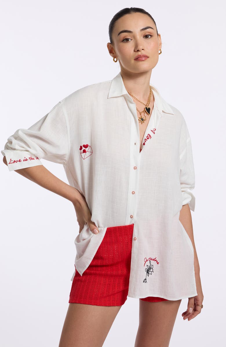 Robert Graham Lola Long Sleeve Woven Shirt, Alternate, color, White