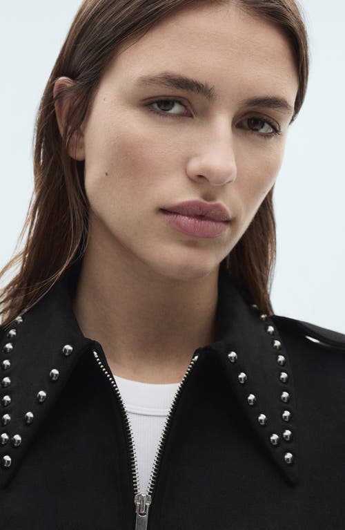 Mango Studded Jacket In Black