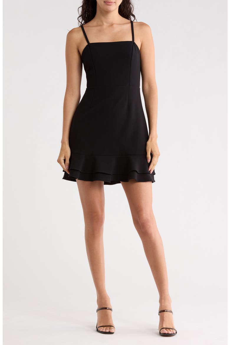 Whisper Double Frill A-Line Dress, Main, color, BLACK
