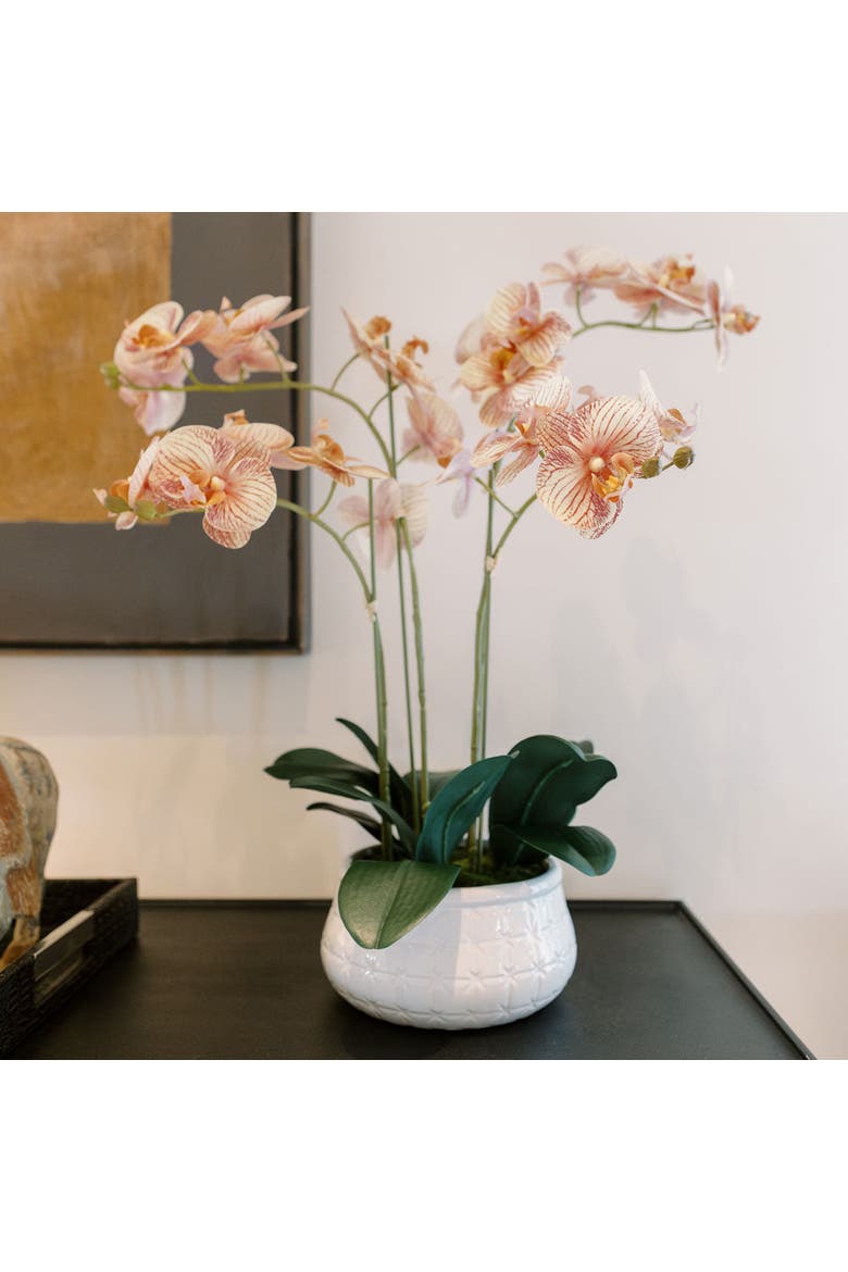 Artificial 4-Stem Phalaenopsis Orange Orchid, Alternate, color, Orange