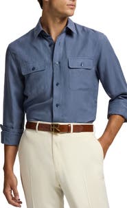 Ralph Lauren Purple Label Silk & Linen Button-Up Shirt