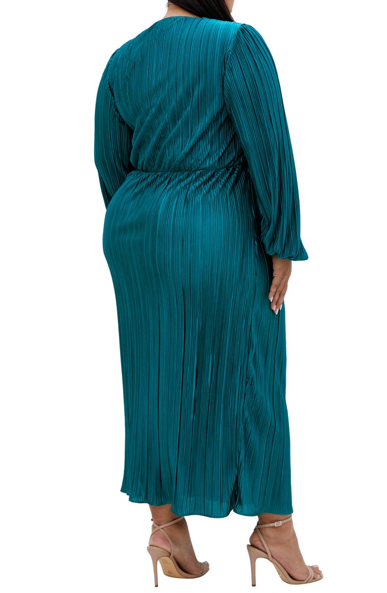 City Chic Kaya Pleated Long Sleeve Maxi Dress, Alternate, color,