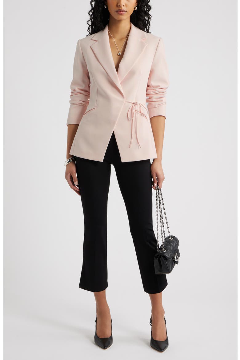 Icon Twill Side Tie Blazer, Alternate, color, PINK PEONY BUD