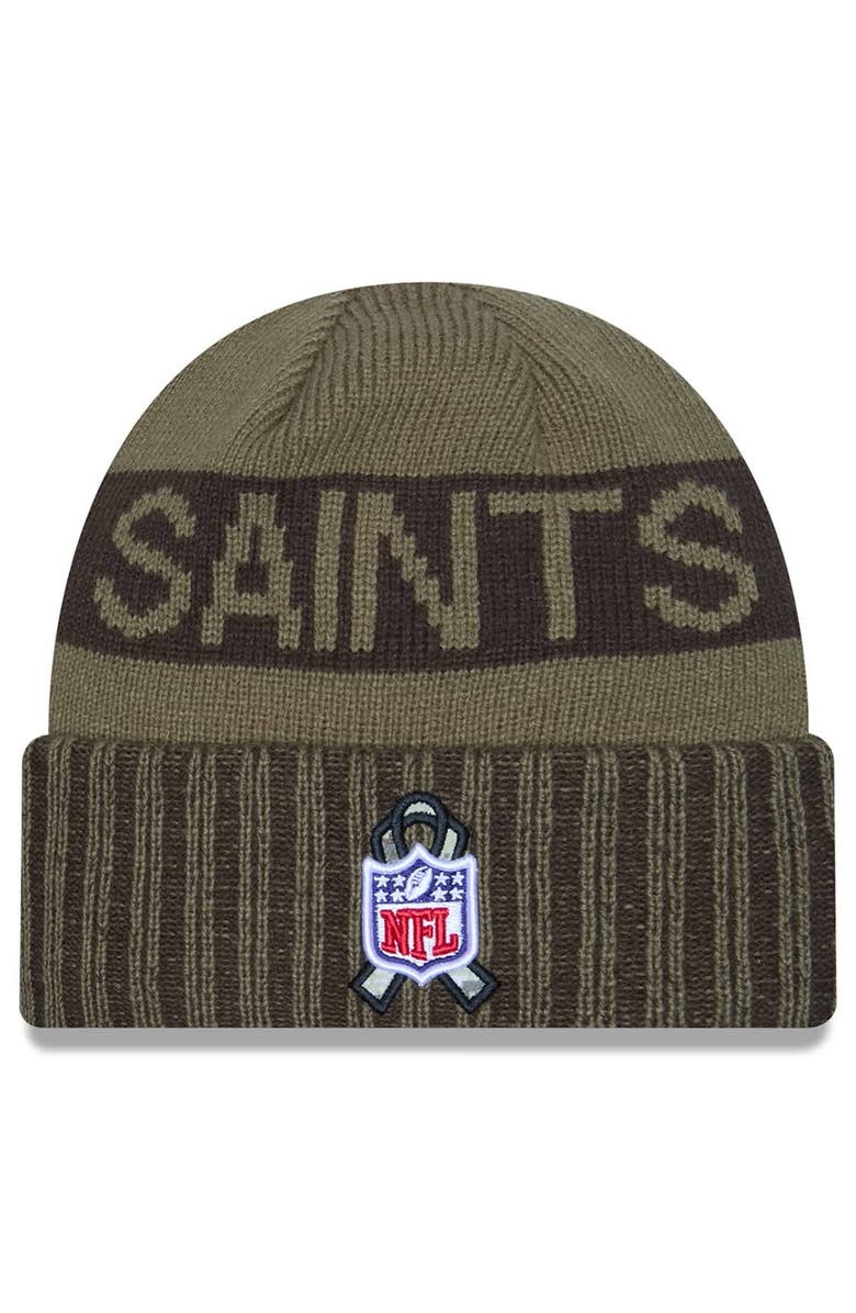 New Era Men's New Era  Dark Green New Orleans Saints 2025 Salute to Service Cuffed Knit Hat, Alternate, color, 