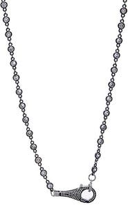 BY ADINA EDEN Black Rhodium CZ Bezel Lobster Clasp Chain Necklace