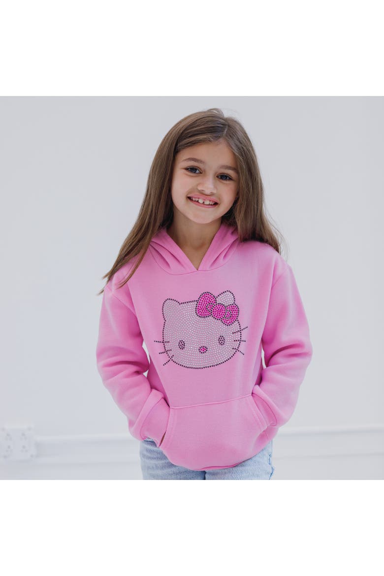 Fleece Hoodie, Alternate, color, Hello Kitty Pink