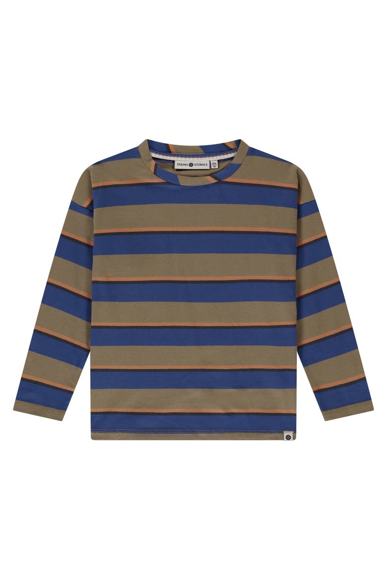 Multicolor Stripe Long Sleeve T-Shirt, Main, color, Camel