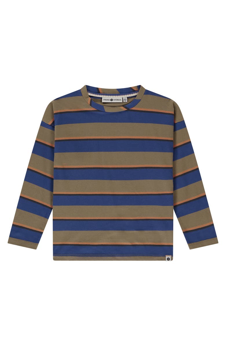 Stains and Stories by Babyface Multicolor Stripe Long Sleeve T-Shirt, Main, color, Camel