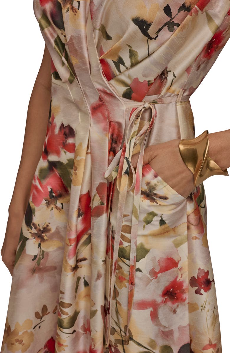 Donna Karan New York Floral Wrap Front Midi Dress, Alternate, color, 
