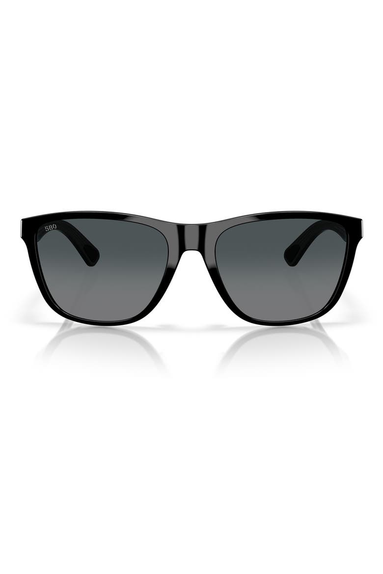 57mm Polarized Rectangular Sunglasses, Main, color, BLACK/ GRAY GRADIENT 580G