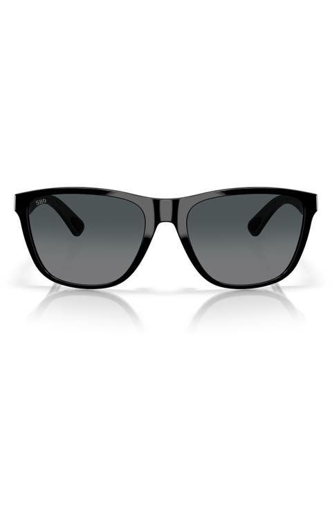 57mm Polarized Rectangular Sunglasses