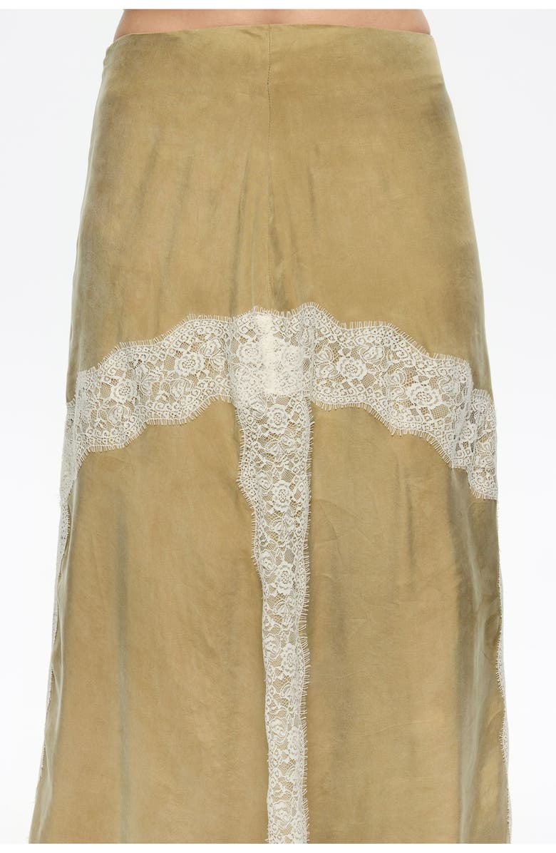 Bimba y Lola Contrast Lace A-Line Skirt, Alternate, color, Light Khaki