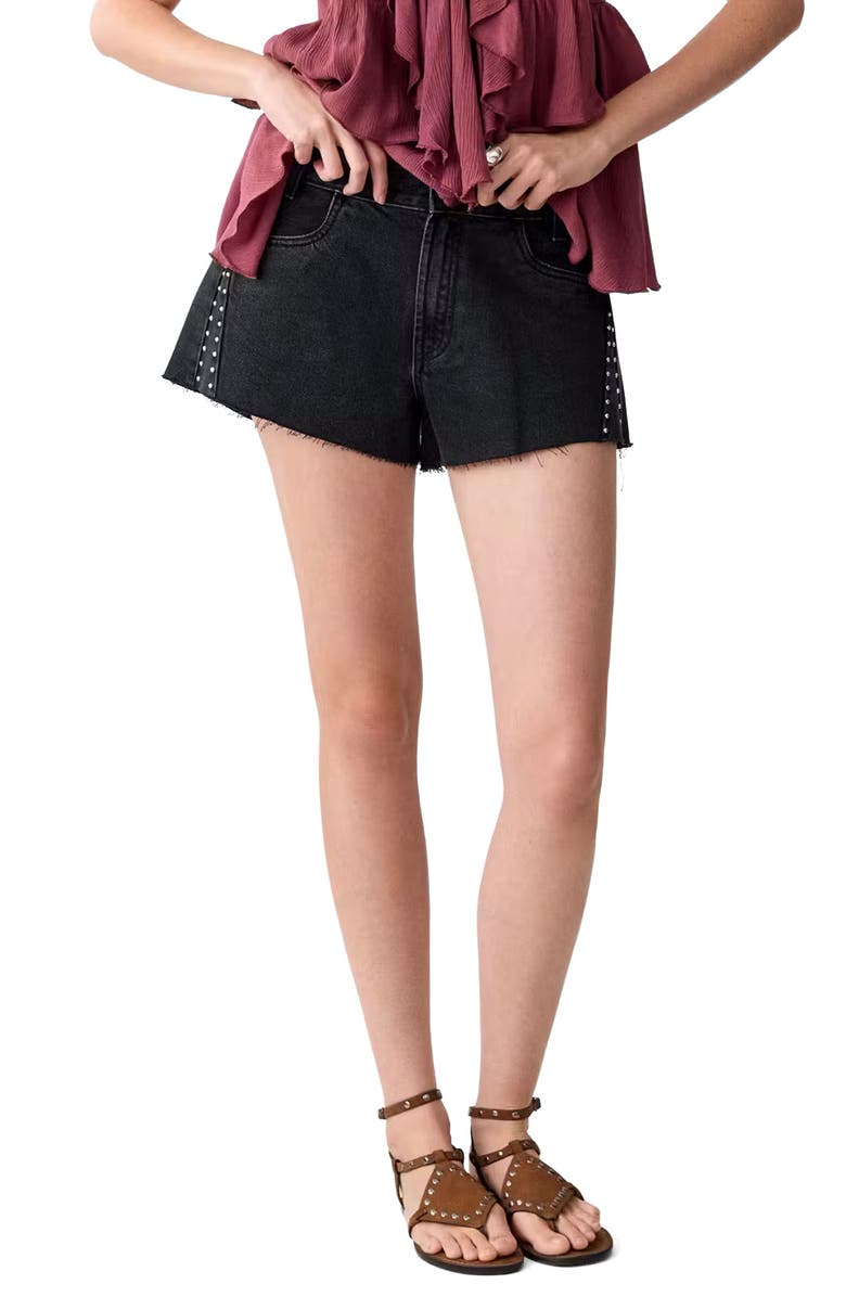 MANGO TEEN Studded High Waist Mini Shorts, Main, color,