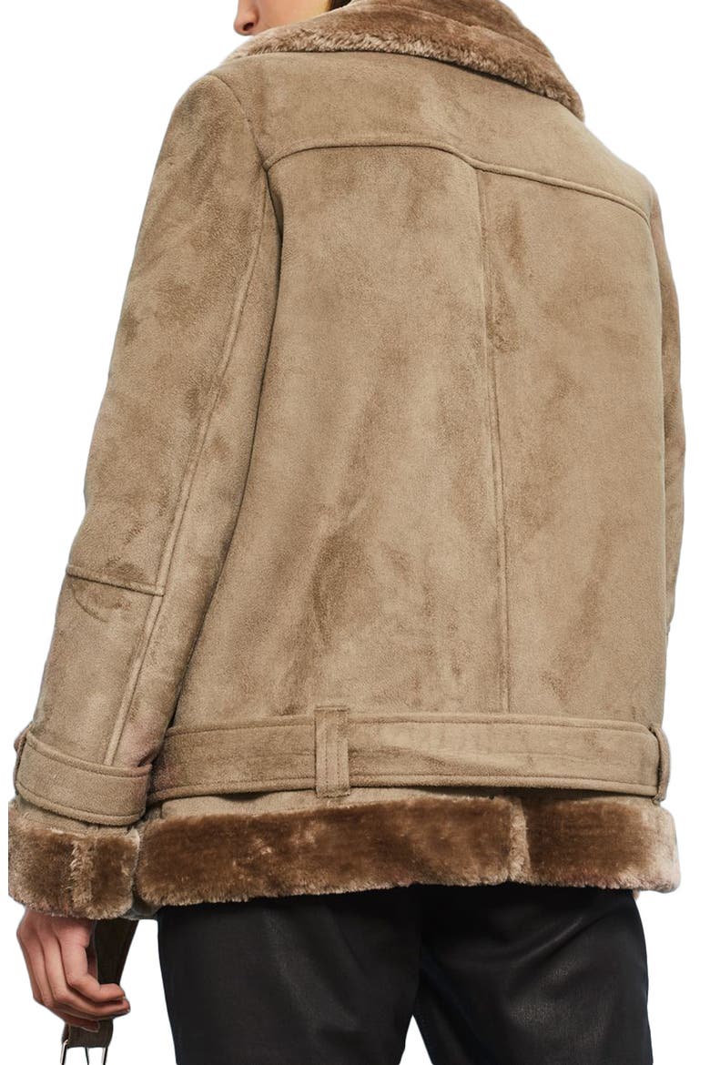 Faux Shearling Biker Jacket, Alternate, color, GREY