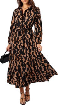 Petal & Pup Lincoln Tie Waist Long Sleeve Maxi Dress