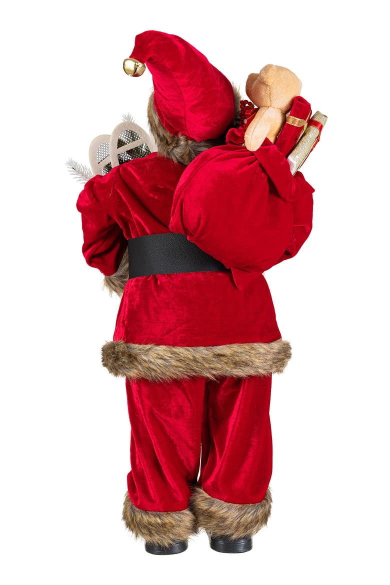 24"H Faux Fur Christmas Traditional Santa Figurines, Alternate, color, Brown