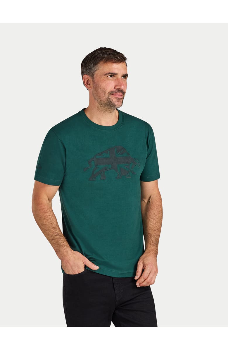 Raging Bull Embroidered Union Jack Bull T-Shirt, Alternate, color, Forest