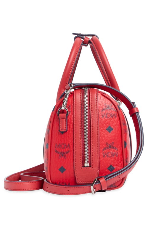 Mcm Aren Visetos Barrel Bag In Candy Red