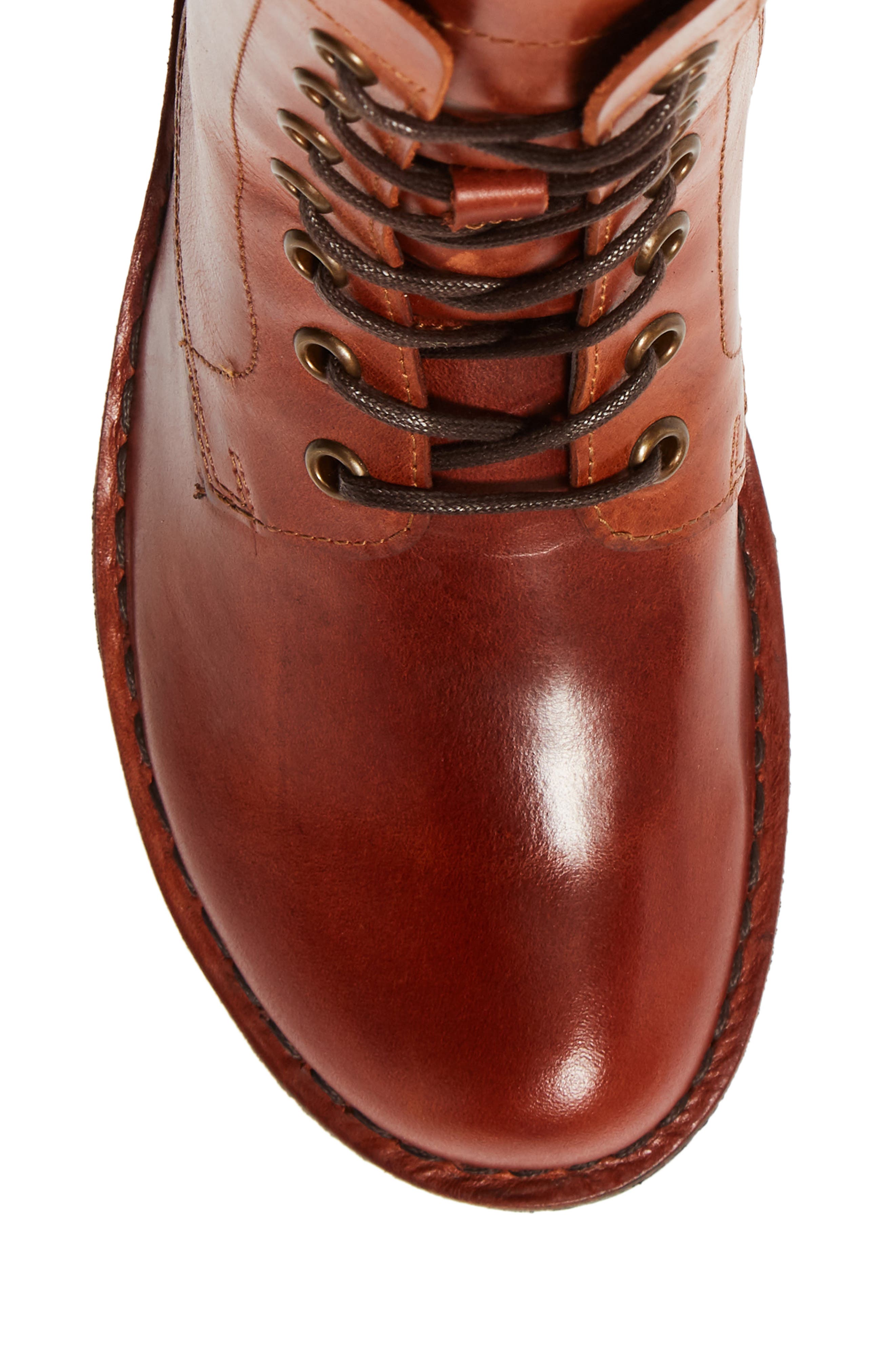 Milu Lace-Up Leather Boot, Alternate, color, BRICK LEATHER
