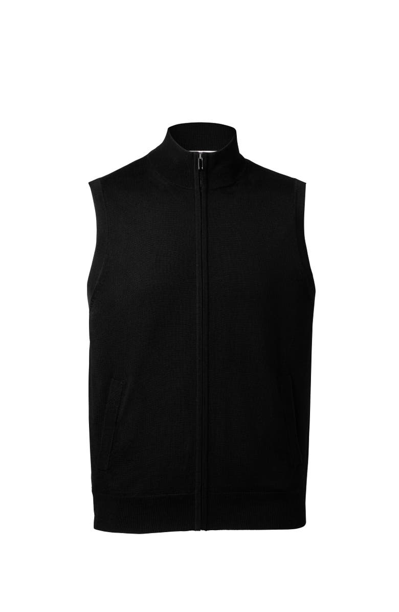 Charles Tyrwhitt Pure Merino Zip Vest, Alternate, color, Black