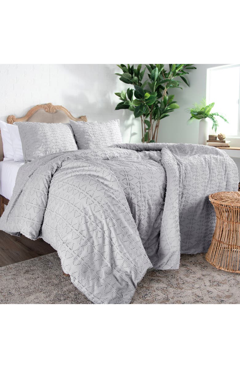 SOUTHSHORE FINE LINENS Bali Clipped Jacquard Duvet Cover, Alternate, color, Light Grey